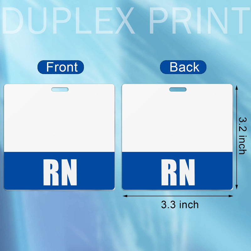  [AUSTRALIA] - 10 Pieces RN Badge Card Nurse Badge Tag ID Badge Buddy Double Sided RN Badge PVC Badge Holders Badge Tags with Blue Background for Resident Nurses (Blue,3.4 x 3.3 Inch) 3.4 x 3.3 Inch