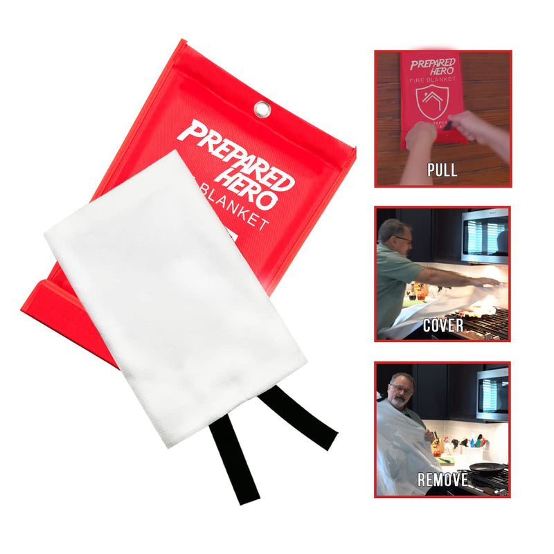  [AUSTRALIA] - Prepared Hero Emergency Fire Blanket - 1 Pack - Fire Suppression Blanket for Kitchen, 40” x 40” Fire Blanket for Home, Fiberglass Fire Blanket