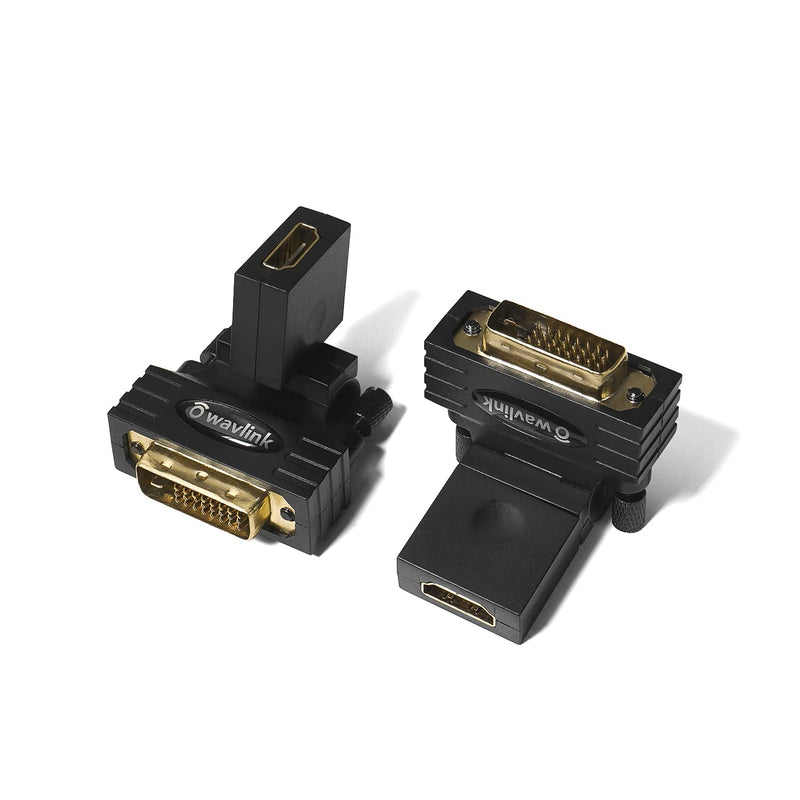  [AUSTRALIA] - DVI to HDMI, WAVLINK DVI (DVI-D) to HDMI Male to Female Adapter with Gold-Plated Cord, DVI-D 24+1 to HDMI Rotatable Converter, Support 1080P HD for Roku, PS5, Graphics Card, Nintendo Switch, 2 Pack