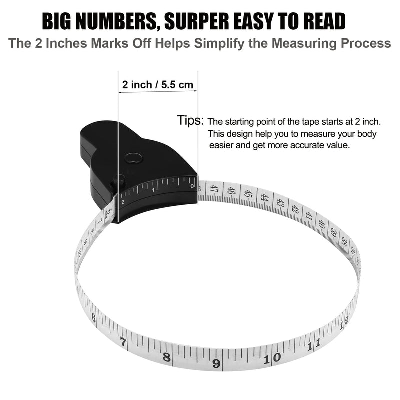  [AUSTRALIA] - 4PCS Body Tape Measure 60 inch (150cm), Automatic Telescopic Tape Measure, Self-Tightening Retractable Measuring Tape for Body Accurate Way to Track Weight Loss Muscle Gain by One Hand