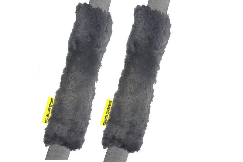  [AUSTRALIA] - Twin Pack (2 Covers - Pair) Authentic Sheepskin Car Seat Belt Cover Shoulder Seatbelt Pad for Adults Youth Kids Toddlers - Auto, Truck, SUV, Airplane Accessories - Genuine Natural Soft Merino Wool Grey 2