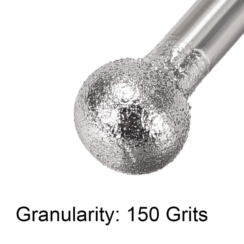 uxcell Diamond Burrs Bits Grinding Drill Carving Rotary Tool for Glass Stone Ceramic 150 Grit 1/8-Inch Shank 6mm Sphere 5 Pcs - LeoForward Australia