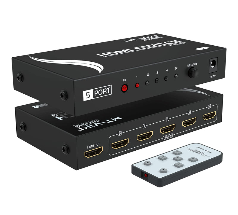  [AUSTRALIA] - 4K HDMI Switch, MT-VIKI 4K@30Hz HDMI Switcher 5 in 1 Out w/IR Remote, 5 Port HDMI Switcher Selector Box for Xbox Nintendo PS5 PS4 TV Fire Stick Roku