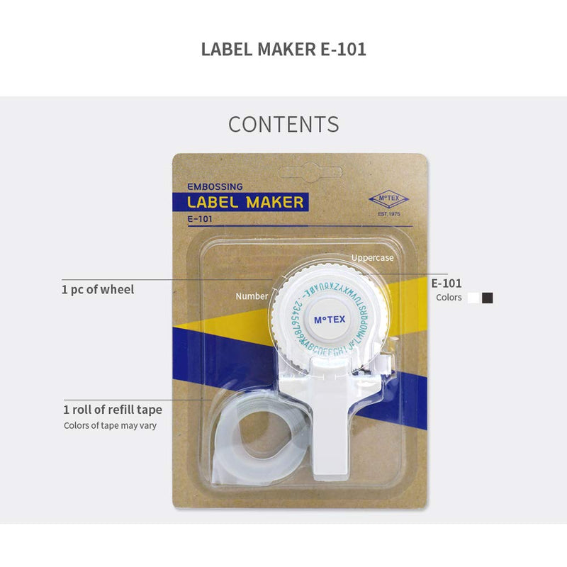 MoTEX Embossing Label Maker, Label Writer -E-101 (White) White 1 Wheel - LeoForward Australia