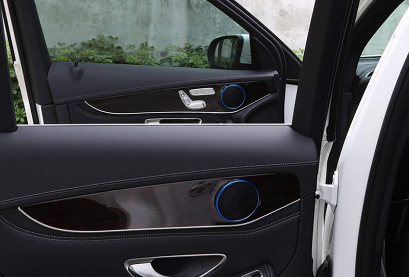 Xotic Tech 4pcs Blue Aluminum Car Interior Door Audio Speaker Frame Ring Cover Trim Decal for Mercedes Benz C250 C300 C350 C400 C63 X205 GLC250 GLC300 - LeoForward Australia