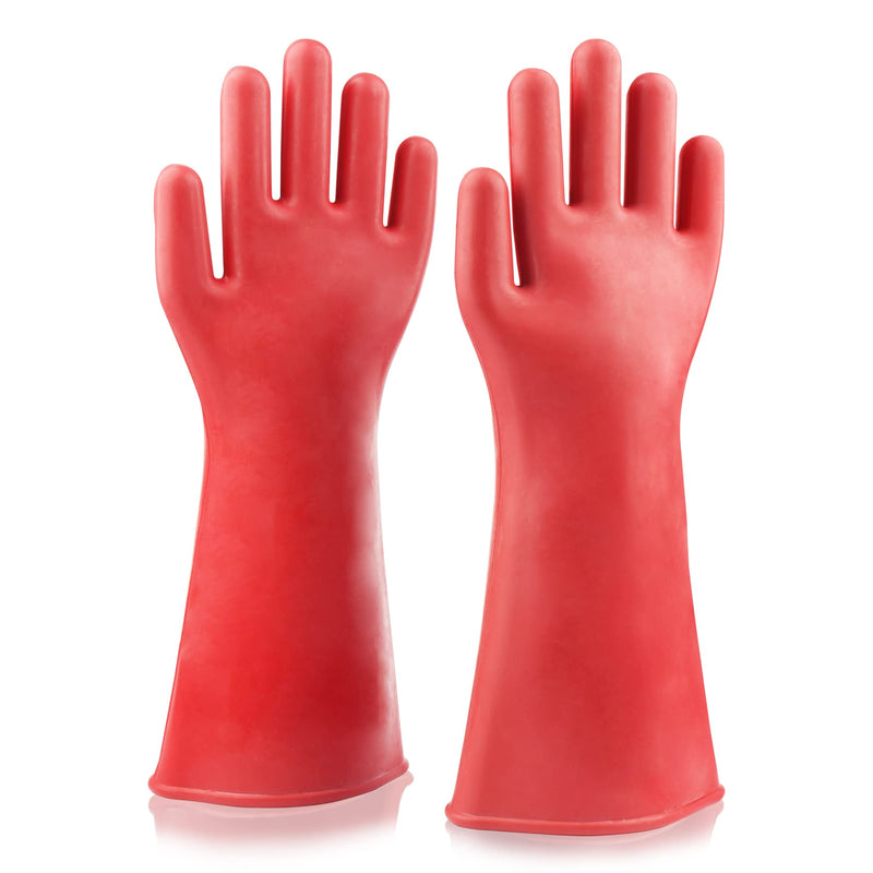  [AUSTRALIA] - 2 PCS Insulating Gloves For High Voltage Electrical Work – Comfortable Protective Gloves To Work Outdoors And Indoors – Red Rubber Insulating Handwear For Electricians