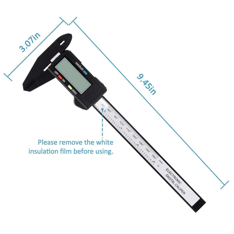  [AUSTRALIA] - Digital Caliper, Adoric 0-6" Calipers Measuring Tool - Electronic Micrometer Caliper with Large LCD Screen, Auto-off Feature, Inch and Millimeter Conversion 6" Black