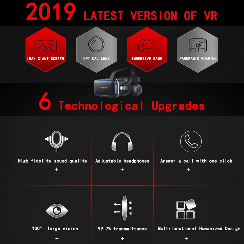  [AUSTRALIA] - VR Headset for iPhone & Android Phone,3D VR Glasses for TV,Movies & Video Games,VR Headset with Remote Controller,Virtual Reality Headset for iPhone/Android Phone Compatible 4.7-6 inch vr headset with remote