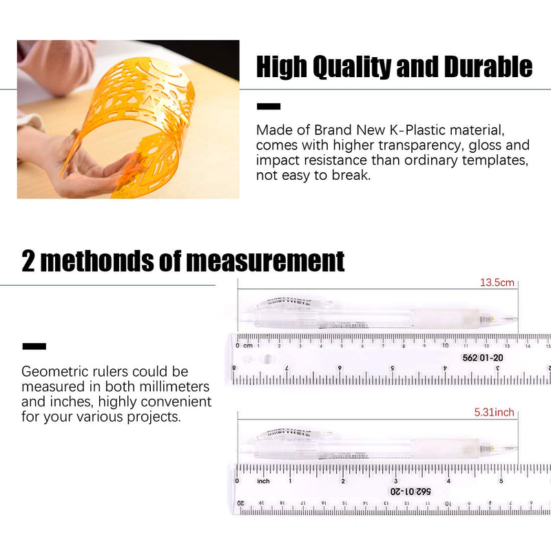 Keadic 15 Pieces Curve and Template Ruler Kit Protractor，Circle Template, French Curve Ruler and Mechanical Pencil for Drafting Illustrations Architecture & School Work - LeoForward Australia