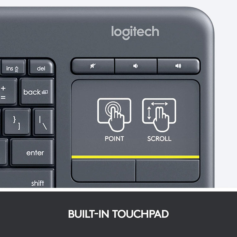 Logitech K400 Plus Wireless Touch TV Keyboard with Easy Media Control and Built-In Touchpad - LeoForward Australia