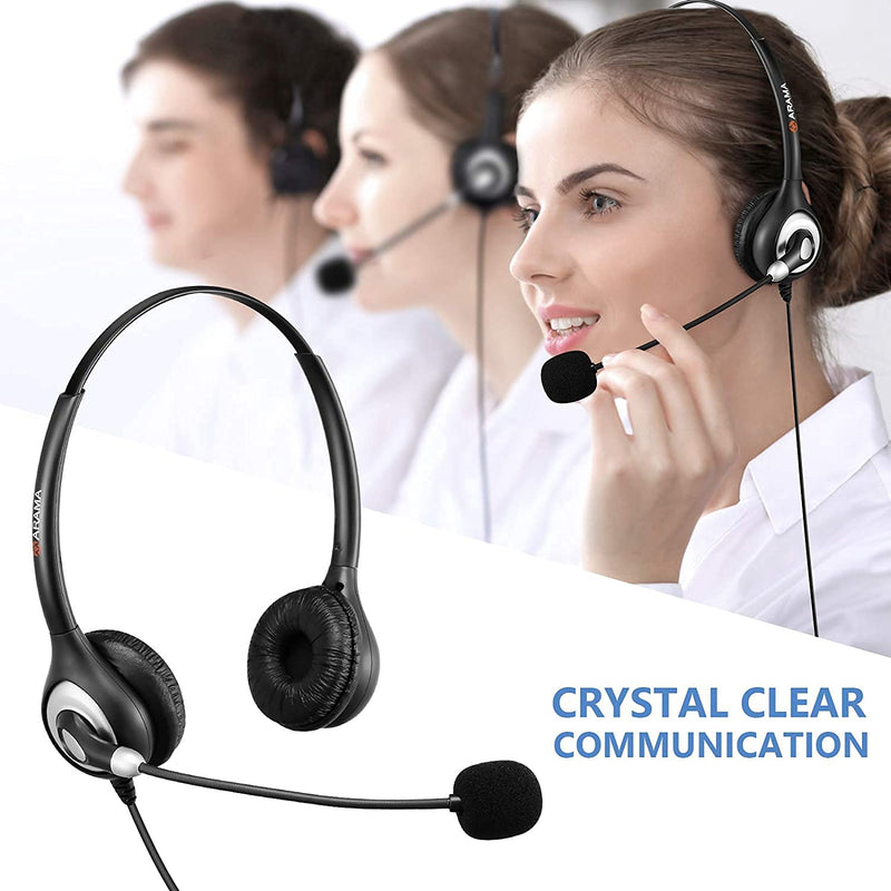  [AUSTRALIA] - Phone Headset 2.5mm with Noise Canceling Mic & Mute Switch Ultra Comfort Telephone Headset for Panasonic AT&T Vtech Uniden Cisco Grandstream Polycom Cordless Office Phones Binaural-A600