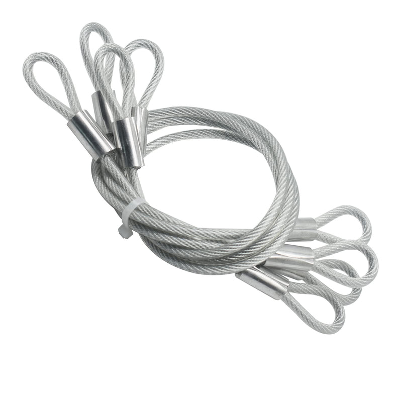  [AUSTRALIA] - Bytiyar 4 pcs 20 inch (50cm) 5mm Thickness Vinyl Cover Coated Galvanized Steel Wire Cable with Loops Security Lanyard Rope Tether Lock, Clear 50cm x 5mm_Clear_4pcs