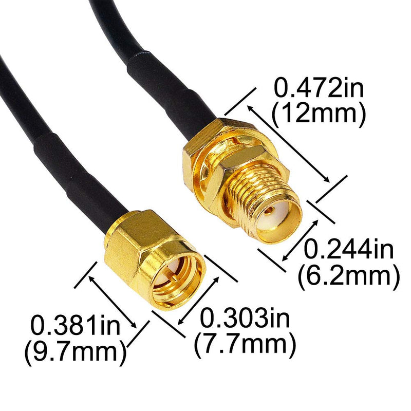 YOTENKO HT WiFi Antenna Extension Cable SMA Male to SMA Female Jumper RF Connector Adapter RG174 2M - LeoForward Australia