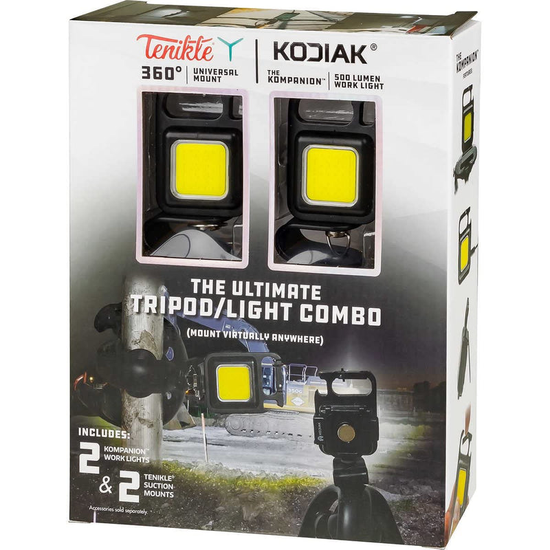  [AUSTRALIA] - Tenikle 360° Universal Mount and Kodiak Kompanion 500 Lumen Work Light, The Ultimate Tripod and Light Combo, 2 Pack