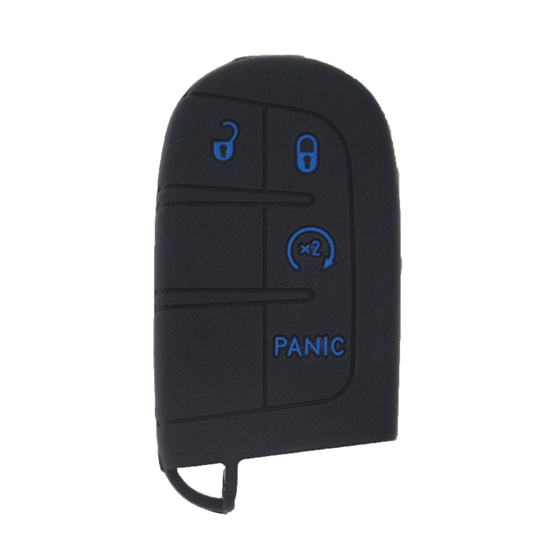 LemSa 2pcs Silicone 4Button Smart Key Fob Cover Case Remote Keyless Entry Bag Compatible with Dodge Durango Journey Dart Challenger Jeep Renegade Fiat, for M3N-40821302 M3M-40821302, Black+Blue Button - LeoForward Australia