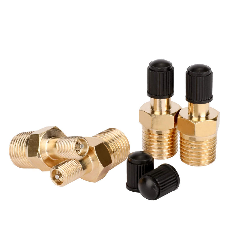 WYNNsky Tank Valve, Standard Valve Core with 1/4''NPT Male Threads, 4 Pieces Brass Valve with Sealing Caps - LeoForward Australia