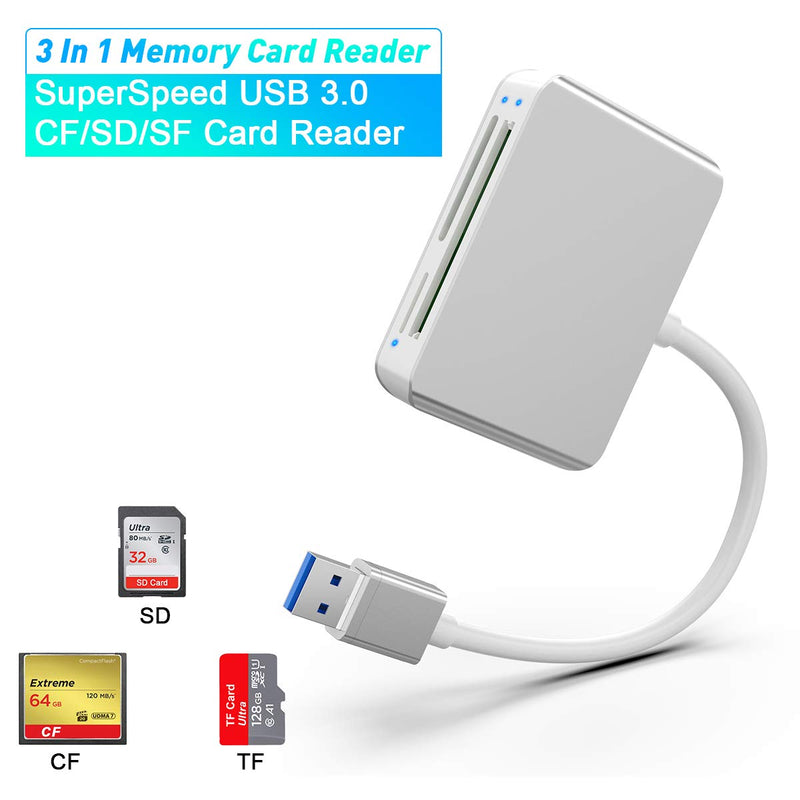 SD Card Reader, Rocketek 3-in-1 USB 3.0 Multi-Card Reader for CF/SD/TF/SDXC/SCHC/MMC/MMC Micro Camera Memory Card High-Speed Memory Card Adapter Plug and Play Compatible with Mac OS and Windows - LeoForward Australia