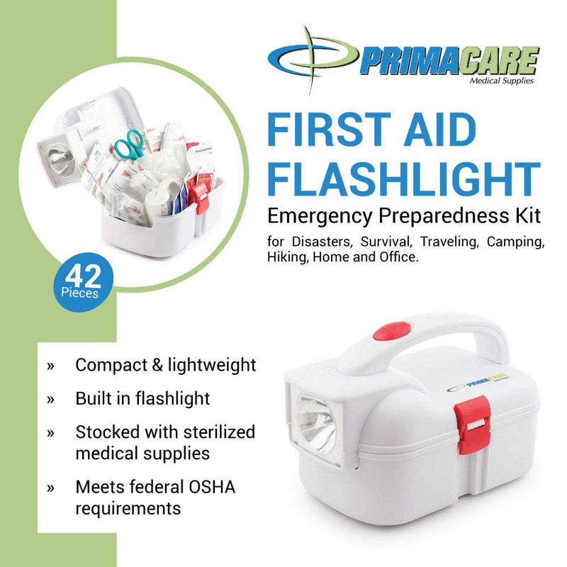  [AUSTRALIA] - Primacare KB-9005 First Aid Flashlight Emergency Preparedness Kit for Disasters, Survival, Traveling, Camping, Hiking, Home and Office, 42 Pieces