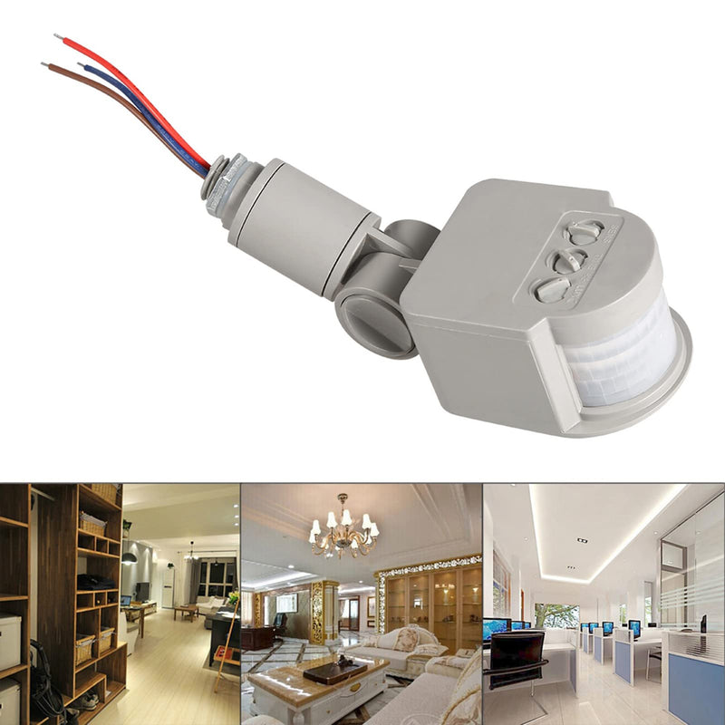  [AUSTRALIA] - Outdoor Light Switch 90~250V 180 Degree Infrared PIR Motion Sensor Wall Light Switch Gray