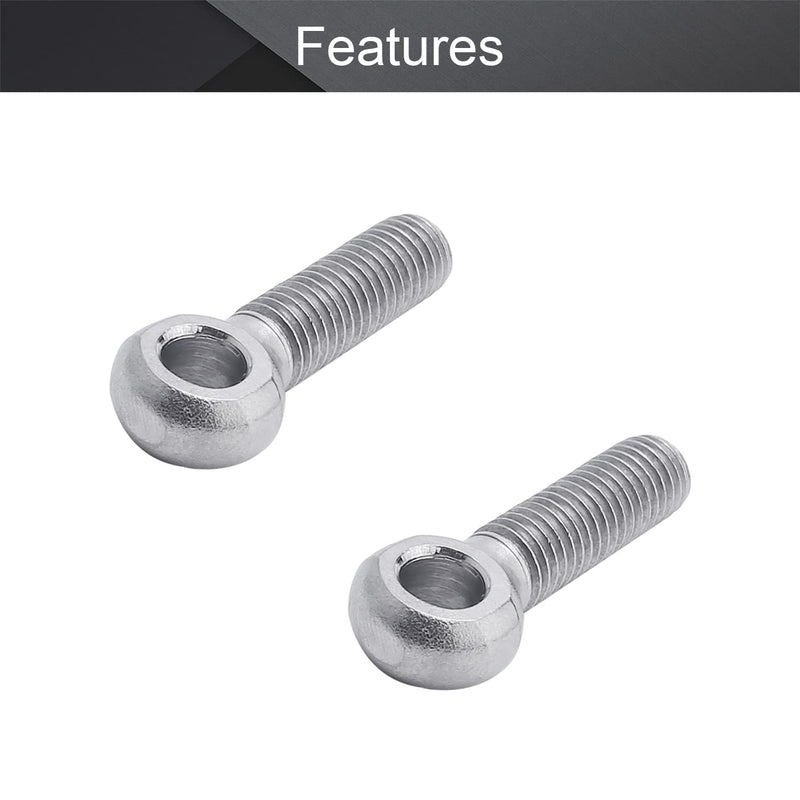  [AUSTRALIA] - MroMax M10 x 40mm Machinery Shoulder Swing Lifting Eye Bolt 304 Stainless Steel Metric Thread 2pcs M10*40