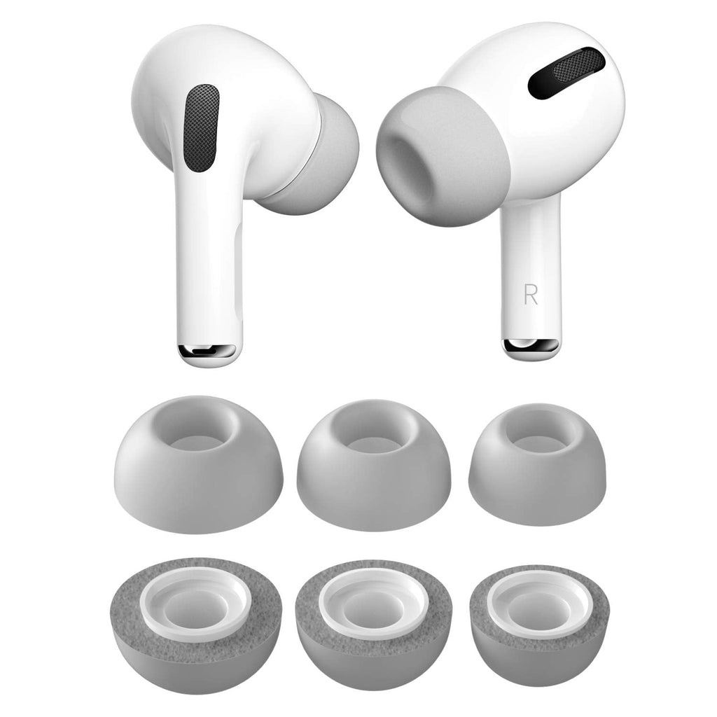  [AUSTRALIA] - PZOZ 3 Pairs Replacement Ear Tips Compatible with Apple AirPods Pro & Pro 2nd (2022), Memory Foam Reducing Noise in-Ear Eartips Accessories (Fit in The Charging Case) (S/M/L, Gray) S/M/L