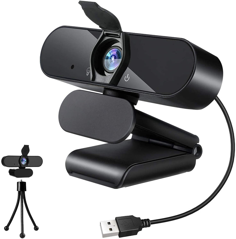  [AUSTRALIA] - Webcam with Microphone, Amoner 1080P HD Streaming USB Computer Webcam with Privacy Cover,Plug and Play Game and More black