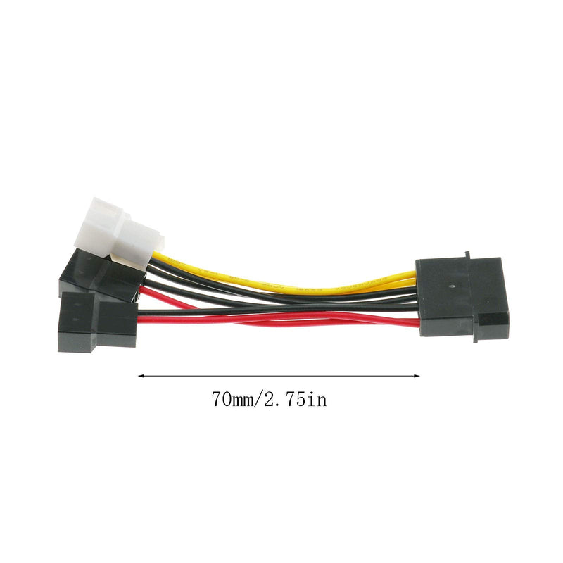  [AUSTRALIA] - ITROLLE 4-Pin Molex to 3-Pin / 4 Pin Fan Power Cable Adapter Connector 2x12V / 2x5V Computer Cooling Fan Splitter Y Power Cables for CPU PC Case Fan