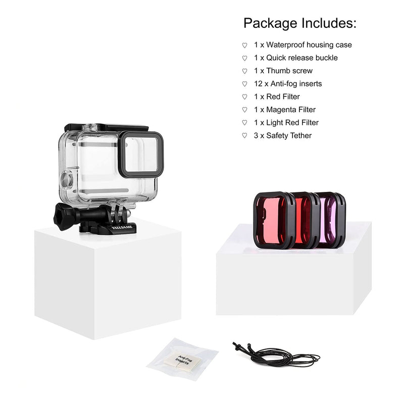  [AUSTRALIA] - YALLSAME Waterproof Case Housing Case with Dive Filter for GoPro Hero 7 Silver / Hero 7 White Action Camera 45 Metres Underwater Protective Diving Accessories Kit for GoPro 7 White Silver Waterproof Case for HERO7 Silver/White with Filter