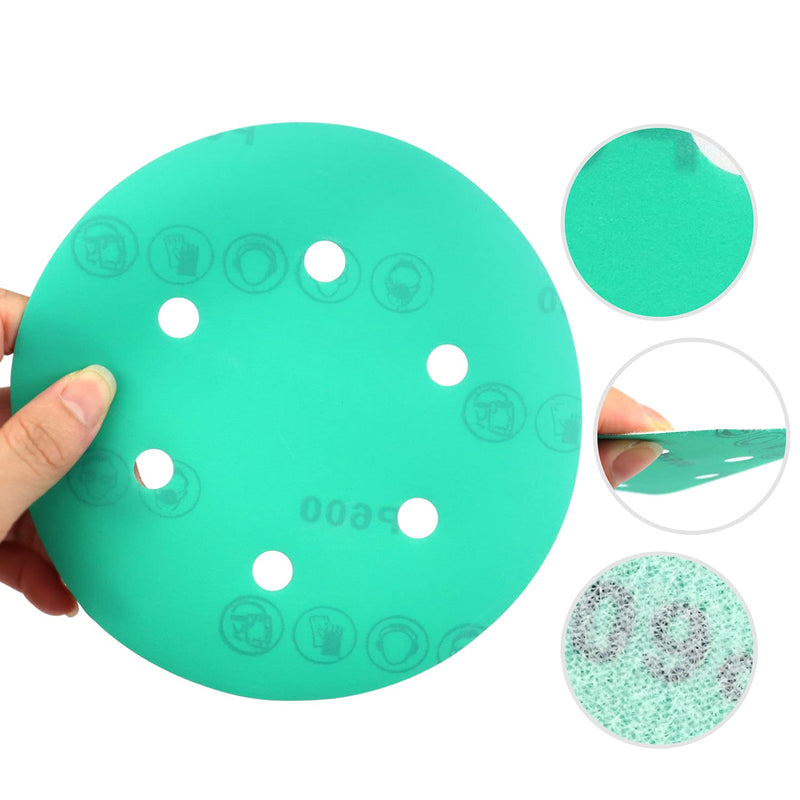  [AUSTRALIA] - 20PCS 6 Inch 6 Hole Green Film Sanding Discs 2000 Grit Premium Film-Backed Hook & Loop Sanding Paper Dustless Power Random Orbital Sander Paper for Wood, Car Paint, Glass Wet & Dry Polishing Finishing 2000 Grit-20pcs