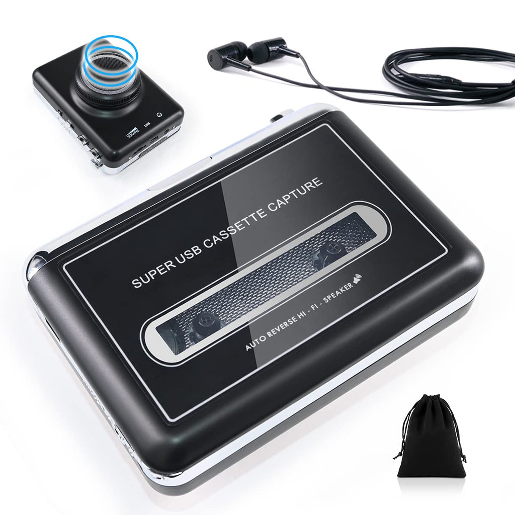  [AUSTRALIA] - 2022Updated Cassette Player with Detachable Speaker-Portable Cassette Tape to MP3 Converter- Convert Tapes to Digital Files via USB, Compatible with MAC Laptops & PC