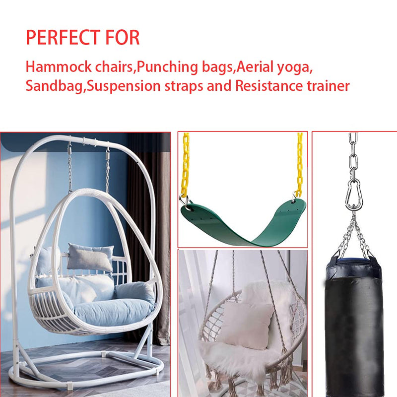  [AUSTRALIA] - Hammock Hanging Chain 2PCS Porch Swing Chain Hanging Chair Chain with 4 Carabiners Hammock Chair Hardware for Indoor Outdoor Playground Hanging Chair Hammock Chair Punching Bags(23") (2) 2