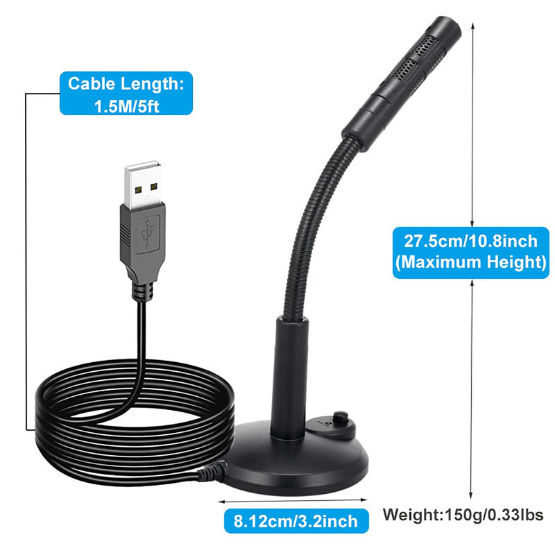  [AUSTRALIA] - USB Desktop Microphone,Plug and Play Computer PC Laptop Microphone with Mute Button and LED Indicator for Streaming,Podcasting,Vocal Recording,Gaming,Skype,YouTube Mic for Laptop Mac or Window Black.