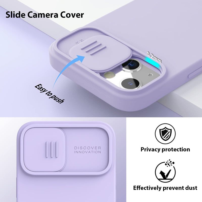  [AUSTRALIA] - Nillkin Compatible with iPhone 13 Case with Slide Camera Cover, CamShield Silky Liquid Silicone Case with Camera Lens Protection, Full Body Protection Shockproof Case 6.1 inch, Purple