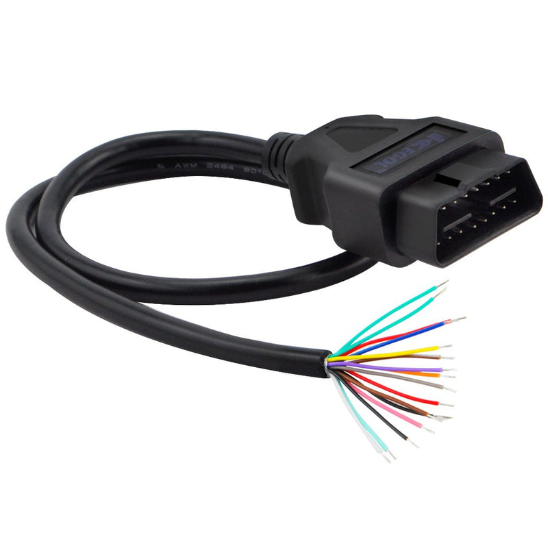 iKKEGOL 16 Pin J1962 OBD2 OBD-II Male Connector to Open Plug Wire, OBD Diagnostic Extension Cable Pigtail for DIY (60cm 24" inch, 2ft) 1x Male connector Pigtail - LeoForward Australia