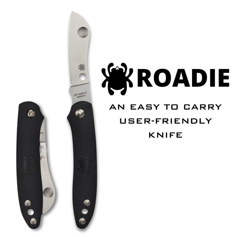 Spyderco Roadie Non-Locking Lightweight Knife with 2.09" N690Co Stainless Steel Blade and Durable Black FRN Handle - PlainEdge - C189PBK - LeoForward Australia