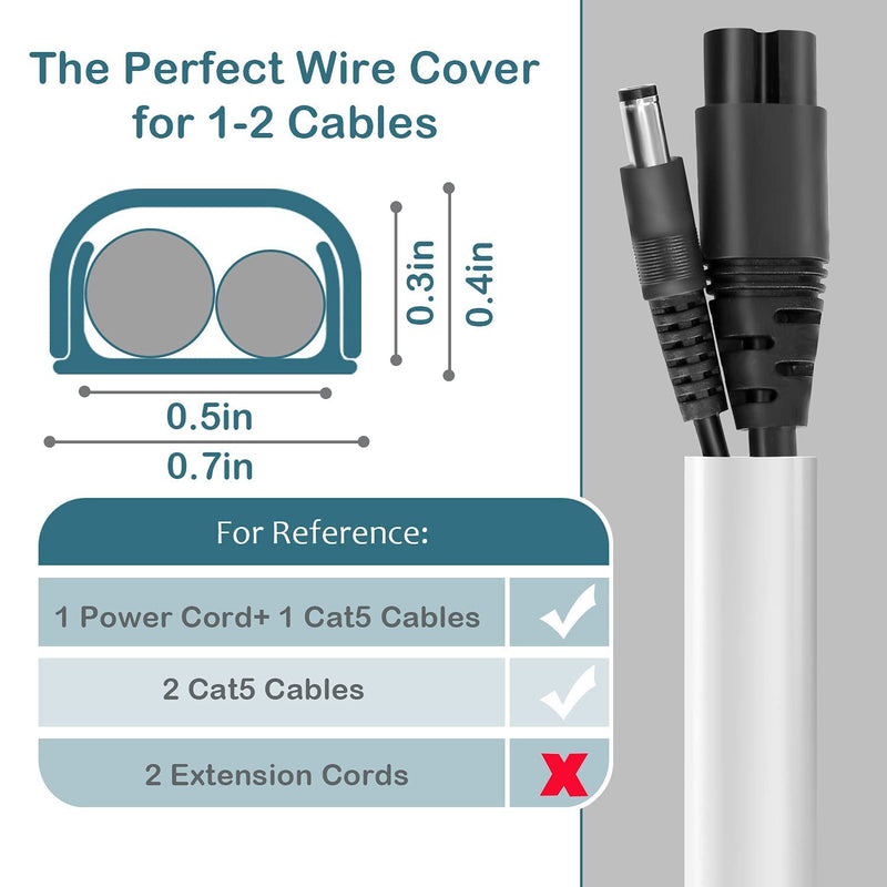  [AUSTRALIA] - ZhiYo 153in Wall Cord Hider & 6.6ft, 1 inch White Cable Sleeve Bundle