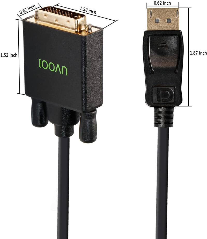 [AUSTRALIA] - DisplayPort to DVI Cable 6ft 3-Pack, UVOOI DP Display Port to DVI-D Cable Male to Male Cord Compatible with Computer, PC, Monitor, TV, Projector and More 6ft-3Pack Black