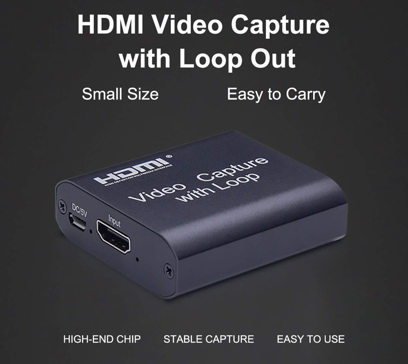  [AUSTRALIA] - BlueAVS HDMI to USB Video Capture Card 1080P for Live Video Streaming Record via DSLR Camcorder Action Cam - Loop Out 1080P@60Hz & Capture 1080P@30Hz (Grey) Grey