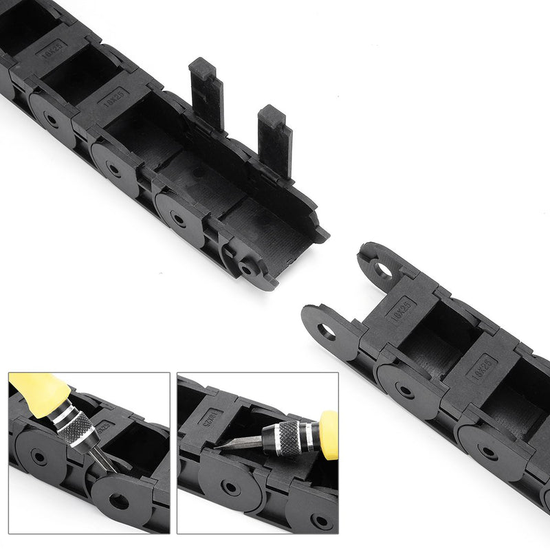  [AUSTRALIA] - uxcell R38 18mm x 25mm Plastic Semi Closed Cable Wire Carrier Drag Chain 1M Length Black