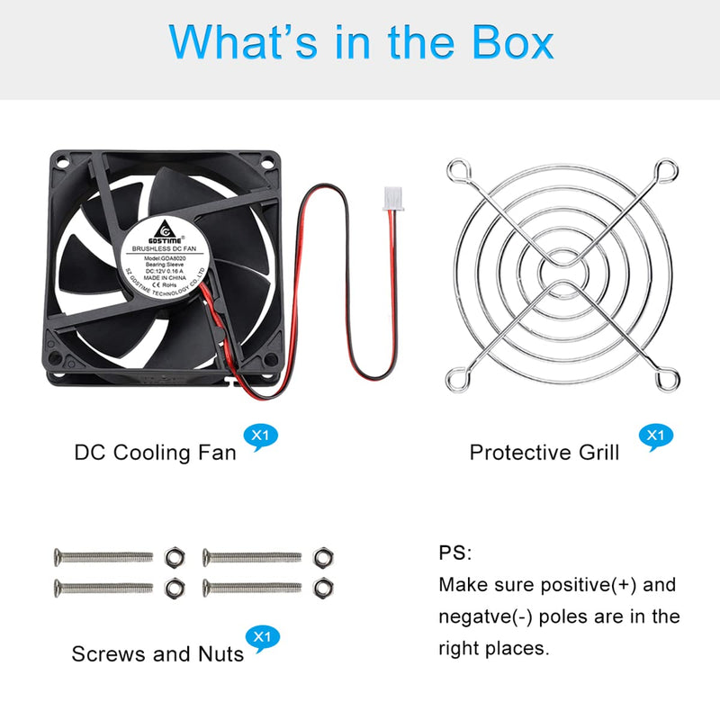  [AUSTRALIA] - GDSTIME 80mm x 20mm 8020 12V Dc Brushless Cooling Fan Sleeve Bearing 2Pin