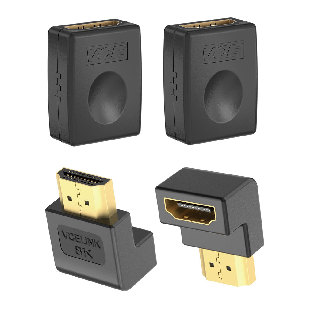  [AUSTRALIA] - VCELINK 2-Pack 4K HDMI Coupler Female to Female Bundle with 2-Pack 8K HDMI 90 Degree and 270 Degree Adapter