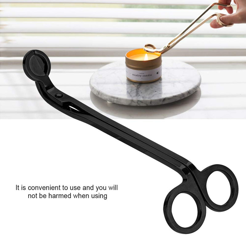  [AUSTRALIA] - DEWIN Candle Scissors - Fashion Plating Stainless Steel Candle Heart Clip, Wick Trimmer, Candle Wick Scissors Tool, 1Pcs (Black)