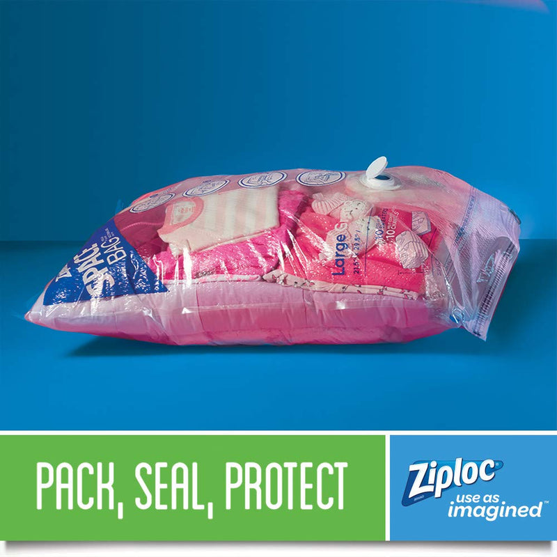  [AUSTRALIA] - Ziploc Reusable Clothes Storage Bags, 2 Jumbo Vacuum Seal Storage Bags, Space Bags