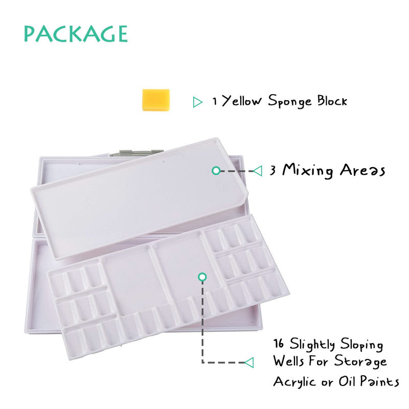  [AUSTRALIA] - Falling in Art Airtight Leak-Proof Watercolor Palette, 24 Slightly Sloping Wells-3 Mixing Areas, 12 3/5 Inches by 6 2/7 Inches 24 Well