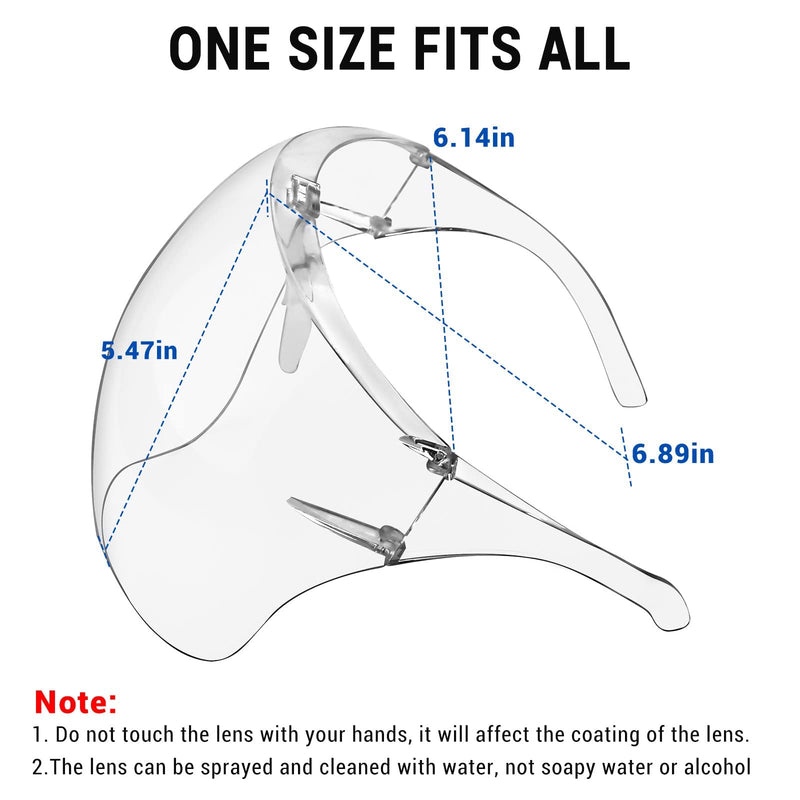  [AUSTRALIA] - Face Shield with Glasses 4 Pack, Anti-Fog Clear Face Mask Shield Ultra Clear Reusable Protective Plastic Face Shield Mask Droplet Splash Guard for Women Men Kids