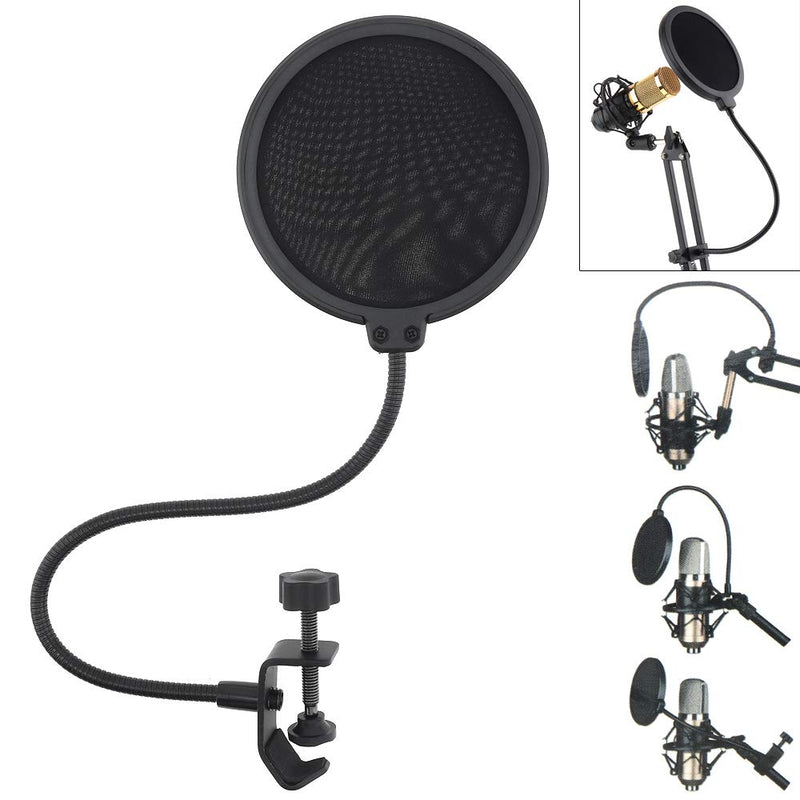  [AUSTRALIA] - DiGiYes 4-Inch Double Layer Studio Microphone Pop Filter Flexible Wind Screen Mask Mic Shield for Speaking Recording Accessories
