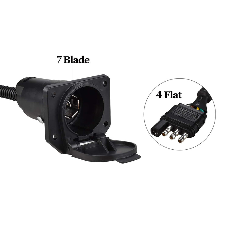  [AUSTRALIA] - YONHAN 4-Way Flat Truck to 7-Way Blade Trailer Light Adapter Reverse Plug Connector with Mounting Bracket for Towing Solutions