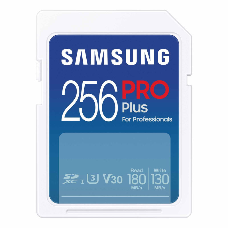  [AUSTRALIA] - SAMSUNG PRO Plus Full Size 256GB SDXC Memory Card + Reader, Up to 180 MB/s, Full HD & 4K UHD, UHS-I, C10, U3, V30 for DSLR, Mirrorless Cameras, PCs, MB-SD256SB/AM, 2023 New Full Size SD PRO Plus/Reader Read/Write 180/130MB/s