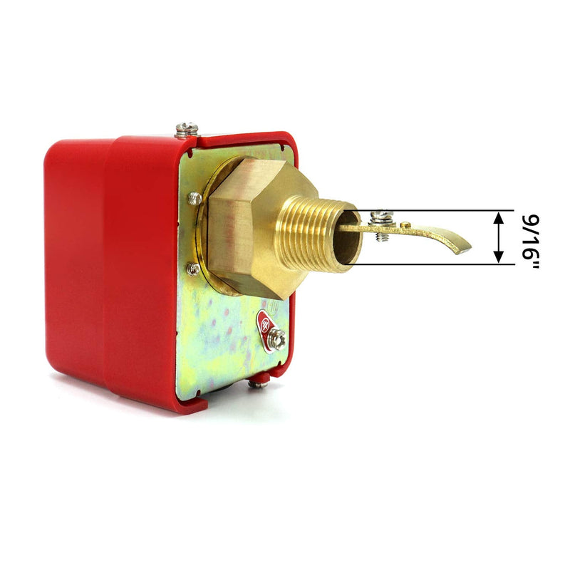  [AUSTRALIA] - QWORK 1/2" (HFS-15) Water Flow Control Switch, 250V Brass Water Flow Switch Paddle Control, 1.0Mpa, SPDT Output, Male Thread Connection