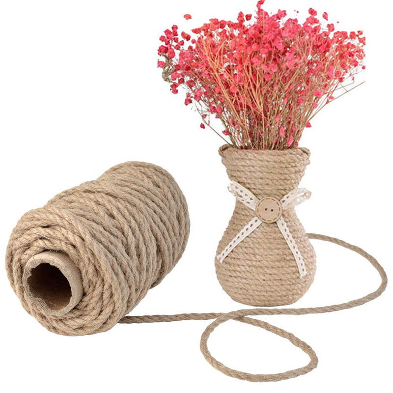  [AUSTRALIA] - Topbuti 5mm Natural Jute Twine 100 Feet Braided Jute Rope, Crafting Twine String Thick Twine for DIY Artwork, Christmas Twine, Gift Wrapping, Gardening Applications